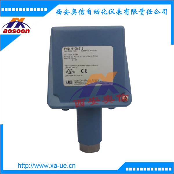 H100-218美国UE真空开关30＂Hg-0真空压力控制器